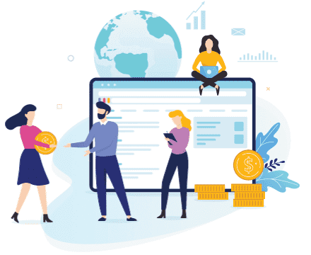 desenho pessoas com moedas